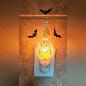 Vtg Jacko Lantern Pumpkin With Bats  Night Light